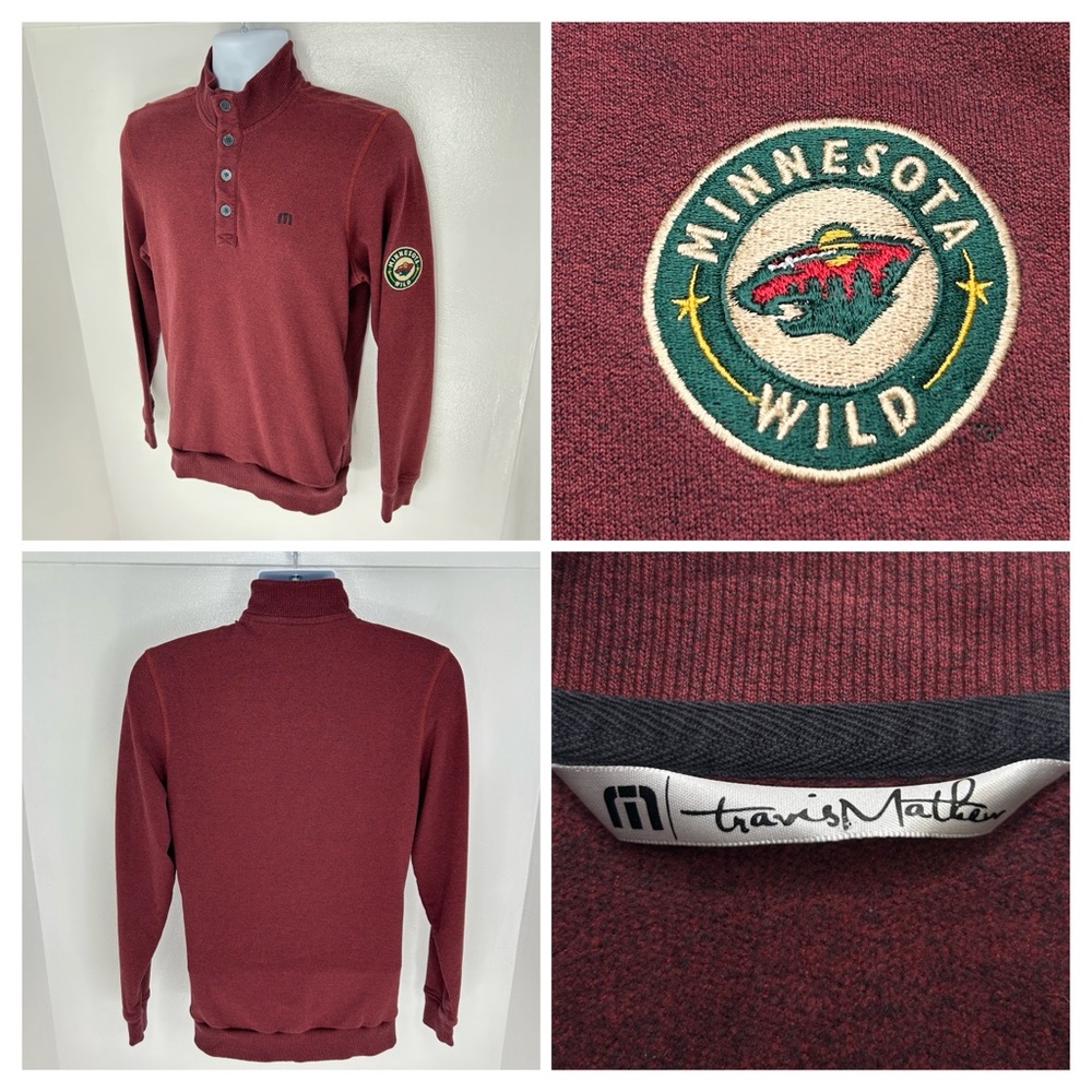 Travis Mathew Minnesota Wild Fleece Sweater Mens Size Small Red‎ NHL Hockey Golf